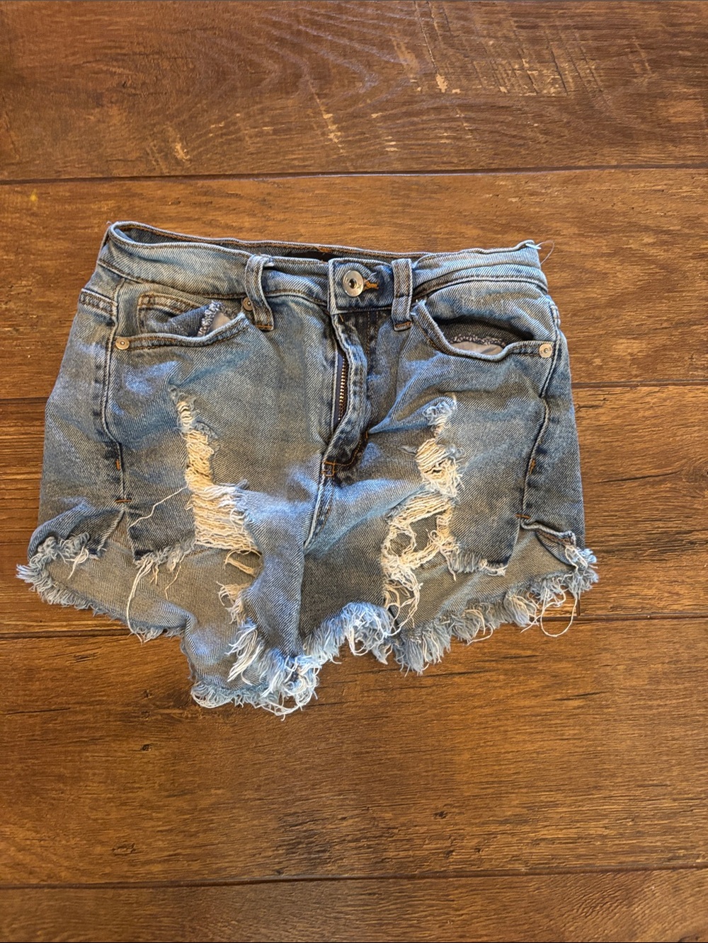 Kendall & Kylie Distressed Light Blue Denim Cutoff Shorts